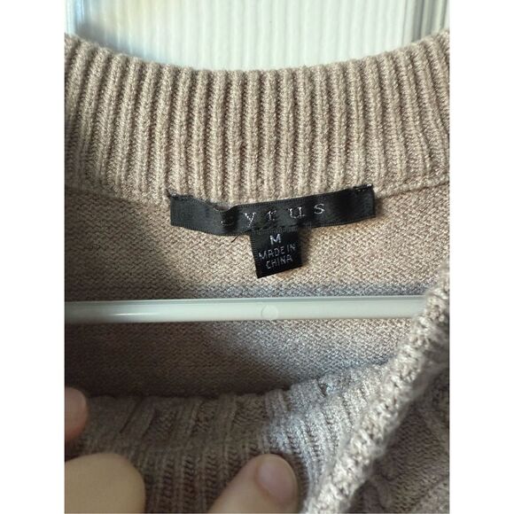 Tan Sweater Vest Pull Over Neutral Cyrus Women's Medium Knit - Picture 2 of 3
